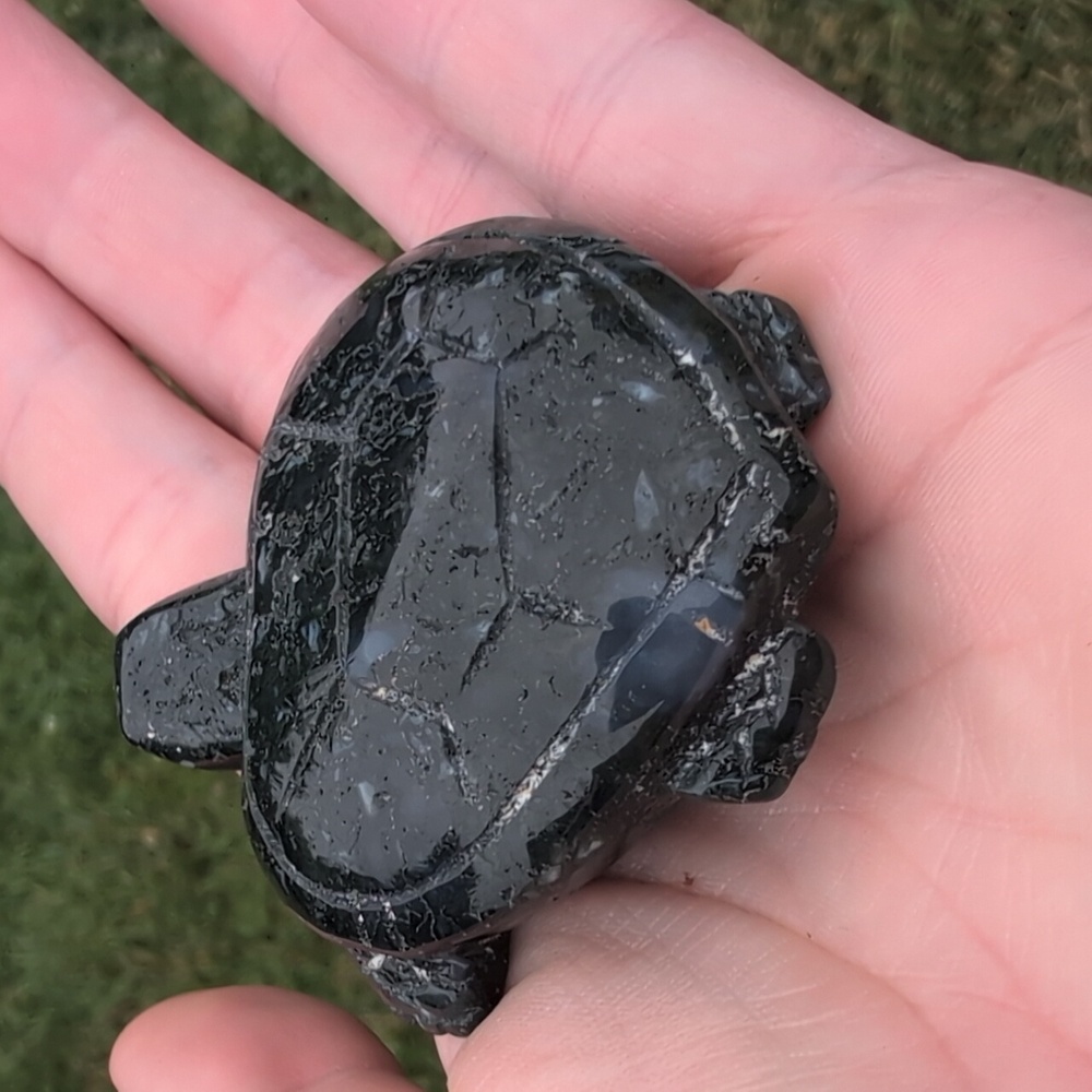 Moss Agate Turtle Gemstone Carving - Picture 5 of 5